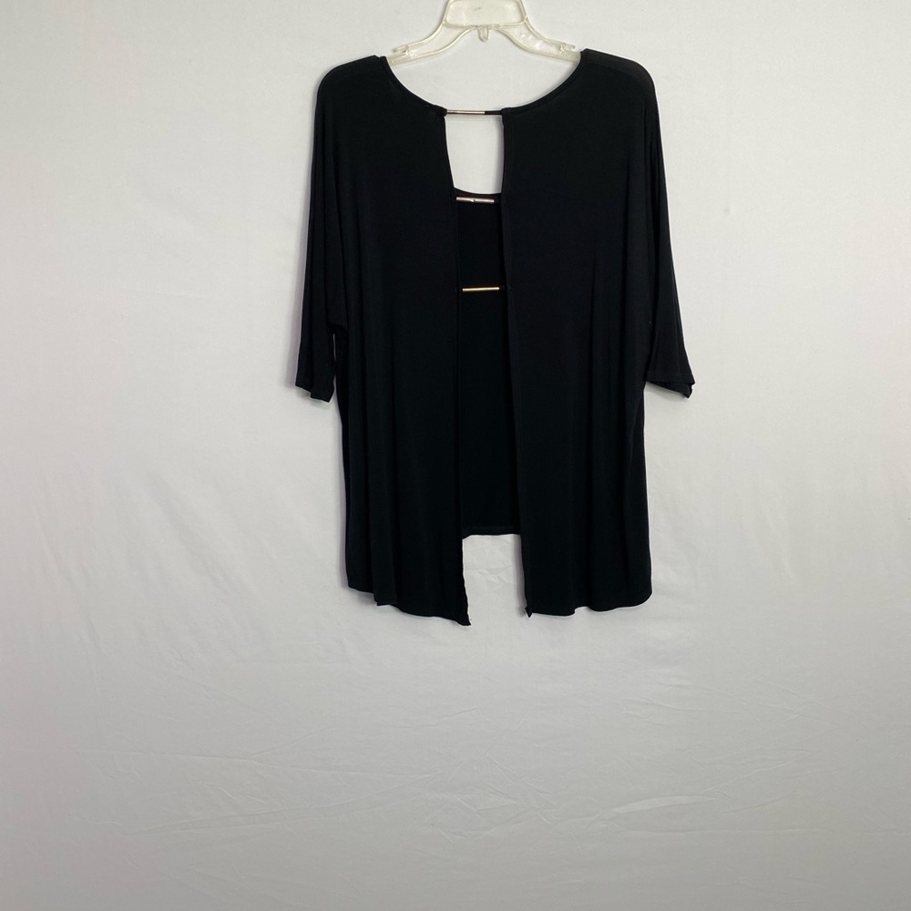 Dots Black Backless 3/4 Sleeve Blouse